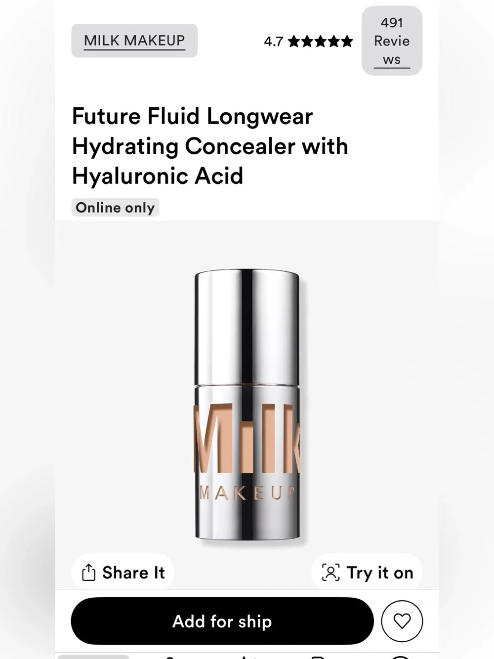 MILK Makeup Concealer in 1W (light) Vegan